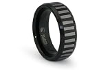  : Black Tungsten Carbide Ring with Horizontal Laser E 8mm