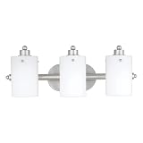 Quoizel AN8540ES Adano 7-1/2-Inch Bath Bar with Three Lights with Opal Etched Cased Glass, Empire Silver Finish