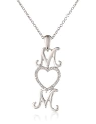 Sterling Silver Diamond Accent MOM Heart Pendant Necklace (I-J Color, I2-I3 Clarity), 18"