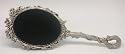 Floral Design Hand Mirror -2 1/2 x 3 1/8 Inch Oval Mirror Surface. Overall Length: 8 Inches