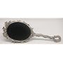 Floral Design Hand Mirror -2 1/2 x 3 1/8 Inch Oval Mirror Surface. Overall Length: 8 Inches