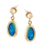 14K Teardrop Australian Opal Drop Earrings