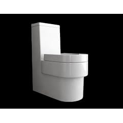 Wellness-Design Toilette, Klo Set frei stehend am Boden / Standtoilette -moderne Badezimmer-Badkeramik, bodenstehend mit Wasser-Sp�lung inkl Toiletten-Sp�lkasten, Garnitur: Sch�ssel Toilettendeckel und WC-Sitz, Acryl+Keramik in bad+sanit�r-wei�