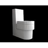 Wellness-Design Toilette, Klo Set frei stehend am Boden / Standtoilette -moderne Badezimmer-Badkeramik, bodenstehend mit Wasser-Sp�lung inkl Toiletten-Sp�lkasten, Garnitur: Sch�ssel Toilettendeckel und WC-Sitz, Acryl+Keramik in bad+sanit�r-wei�von "DAW"