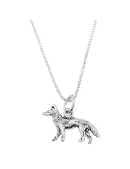 Sterling Silver Three Dimensional Small German Shepherd Dog Necklace