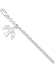 Sterling Silver Dove Charm Bracelet Length 7"