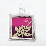 Gold & Purple Lotus Flower Pendant in Sterling Silver, reversible, #8747