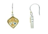 Sterling Silver and 22k Gold Overlay Scroll Design Dangle Earrings by Michou