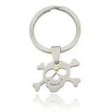Genuine 18K Gold Skull Crossbones Stainless Steel Key Ring