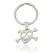 Genuine 18K Gold Skull Crossbones Stainless Steel Key Ring