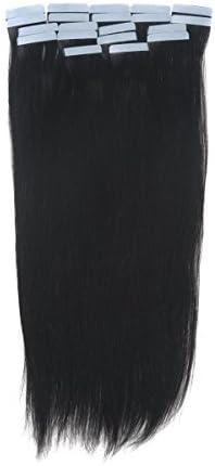 Fohair 32 Inch #1 Jet Black Tape in on Remy Remi Human Hair Extensions Set 40 Pieces 100 Grams 25 Colors Choose Silky Straight