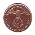 1937-F German Third Reich Reichspfennig KM#89