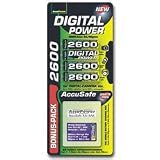AccuPower AP2600; 1.2 Volt/2600 mAh AA Rechargeable Nickel Metal Hydride (NiMH) Battery - 4 Per Pack with ACCUSAFE