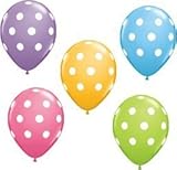12 Polka Dot Balloons Bright Festive Colors Party Blue Green Pink and Lavender