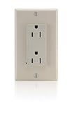 Leviton T5280-T 15 Amp, 125 Volt, Tamper Resistant, Decora Duplex Surge Suppressor Receptacle, Strai