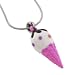 Pink / White Ice Cream Cone Pendant W/ Snake Necklace