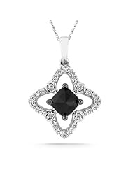 0.90 Cts Black & White Diamond Pendant in 14K White Gold