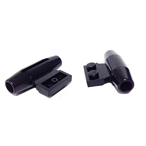 Lego Parts: Engine, Smooth Small, 1 x 2 Side Plate with Axle Holders and Slot (Pack of 2 - Black)