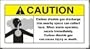 CAUTION CARBON DIOXIDE GAS DISCHARGE INTO NEARBY SPACE CAN COLLECT HERE WHEN A ARM OPERATES, VACATE IMMEDIATELY. CARBON DIOXIDE GAS CAN CAUSE INJURY OR DEATH 6 1/2" x 12" Adhesive Vinyl Sign