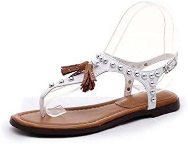 CAN THE NEW The new Spring and Summer 2016 Flat Fashion  Rivet Gladiator Thong Sandals (10 B (M) US, White)