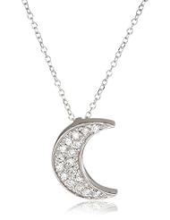 KC Designs "Trinkets" 14k White Gold and Diamond Crescent Moon Pendant Necklace Chain, 16"