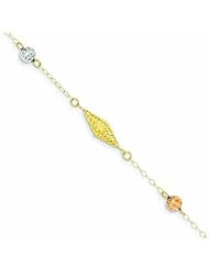 Genuine 14K Tri-Color Diamond Cut Beads Bracelet 7.25 Inches 1 Grams Of Gold 100% Satisfaction Guaranteed.