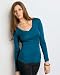 Bella Womens Andrea Sheer Rib Long Sleeve Longer-Length V Neck T Shirt. B8750