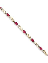 14k Diamond And African Ruby Oval Bracelet