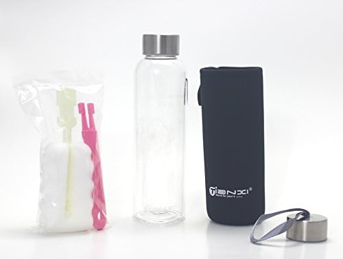 Tianxi Portable Water Glass with Getty Rope Glasses，thick Bottle, High-capacity, Transparent, Heat Preservation (Black)