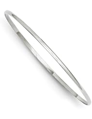 14k White Gold 2mm Solid Polished Half-Round Slip-On Bangle. Metal Wt- 4.59g
