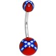 Acrylic Confederate Flag Belly Ring