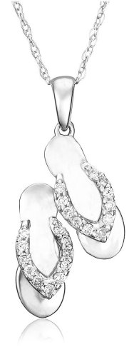 14k Choice of White or Yellow Gold Diamond Flip-Flop Pendant (1/10 cttw, G-H Color, I1 Clarity)
