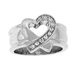 Sterling Silver Rhodium Ring with Clear CZ - Heart - Size: 5-9 Sterling Silver Rhodium Ring with Clear CZ - Heart - Size: 5-9