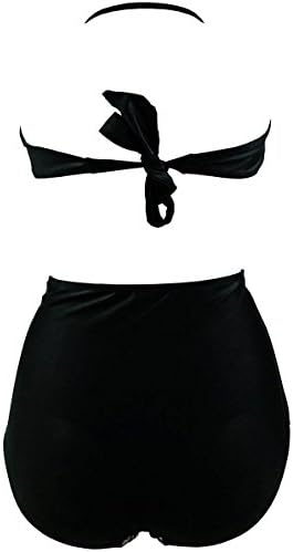 Retro Black White Geometric Patterns High Waist Bikini Swimwear(FBA)