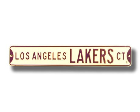 LOS ANGELES LAKERS "LOS ANGELES LAKERS COURT" Authentic METAL STREET SIGN (6" X 36")