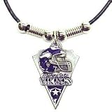 Minnesota Vikings Leather Necklace w/Beads & Pewter Pendant