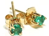 Emerald Stud Earrings, 14k Yellow Gold, CTW 0.25