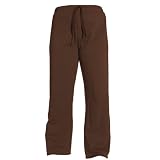 Chocolate brown Unisex Lightweight Fleece warmup tie cord cotton pants for lounging, sleep, sports. Unisex relaxed fit, available in 3 Youth sizes