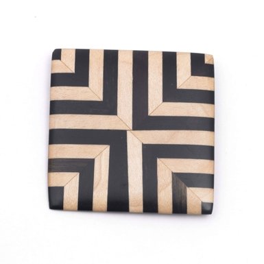 Square Graphic Wood Brooch (Assorted)