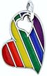 Gay Rainbow Heart Silver Tone Pewter Pendant Necklace