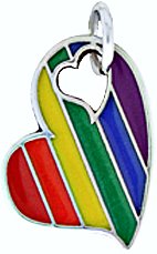 Gay Rainbow Heart Pewter Pendant Necklace