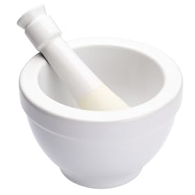 Kitchen Craft Italian Collection Stoneware White Mortar & Pestle, 14cm x 8cm