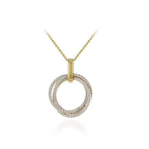 18K Gold Over Sterling Silver Diamond Accent Triple Intertwined Circle Pendant