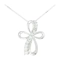 Sterling Silver Cubic Zirconia Ribbon Journey Cross On 18" Chain