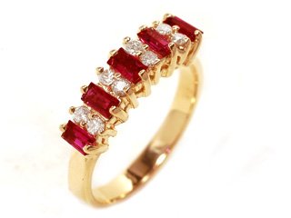 14k Yellow Gold Ruby and Diamond Ring Size 5.5 Ct.tw 0.45
