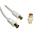 1.8M Metre TV VCR Video Aerial Coaxial Fly Lead / Cable Male to Male White + Female Coupler - Gold  from Aquarius