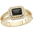 14K Yellow Gold Onyx and Diamond Ring