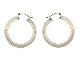 Mother of Pearl Skinny Hoop Earrings, 925 Sterling Silver