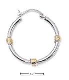 Sterling Silver Two-Tone Medium Hoops Gold Coils Earrings
