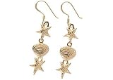 Signature Seashell Starfish Dangle Earrings 18KT GOLD OVER STERLING